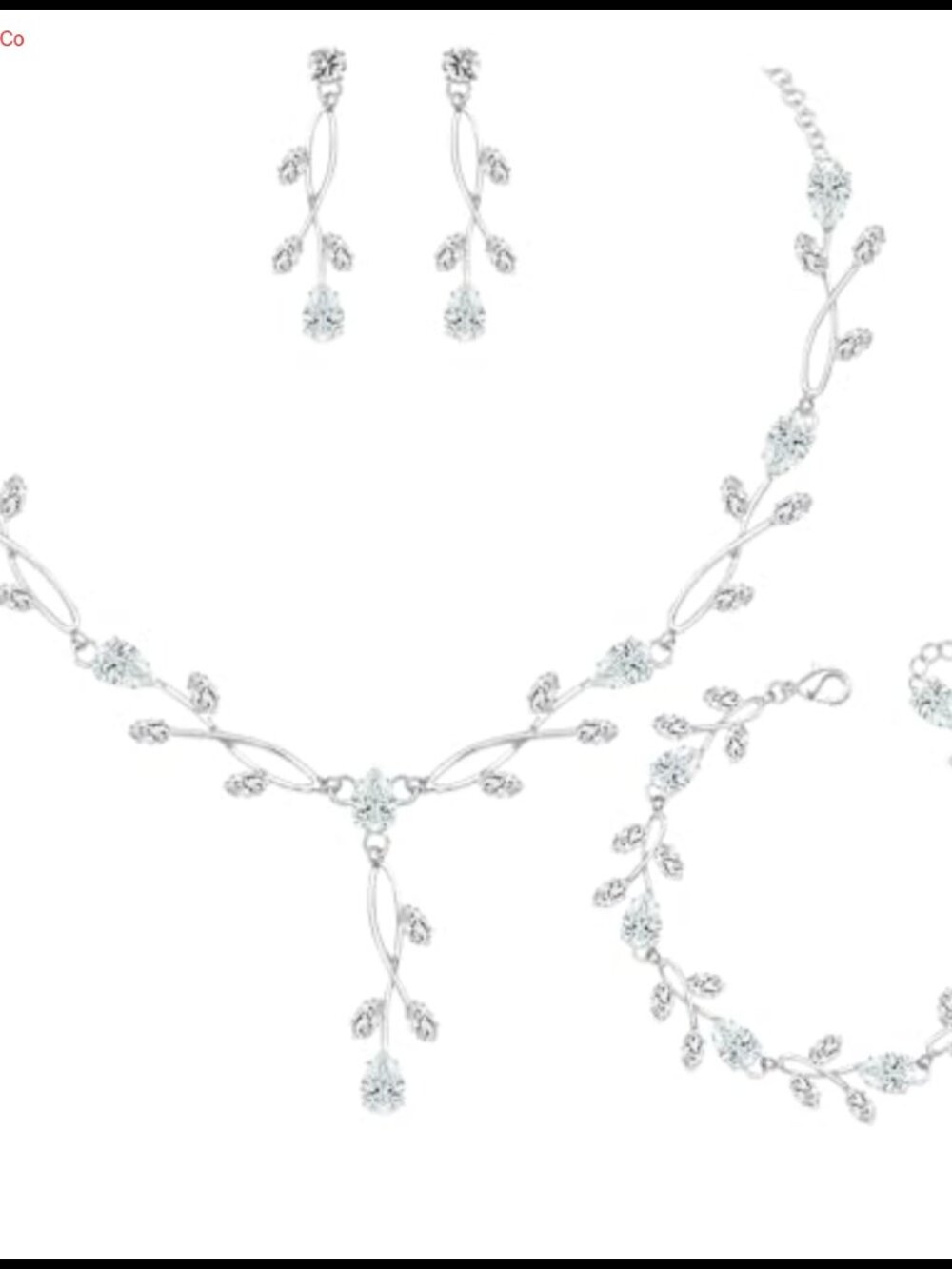 Cubic Zirconia Bridal Jewelry Set Necklace Earrings Bracelet Gift